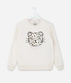 Casaco Infantil Quentinho com Tigrinho em Paetês - Tam 5 a 14 anos