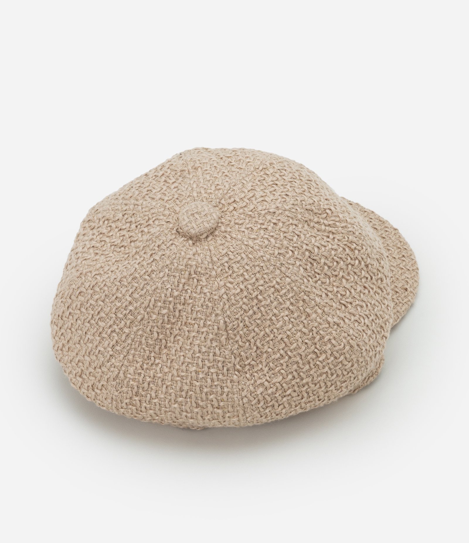 Boina em Tweed com Aba Curva Bege 4