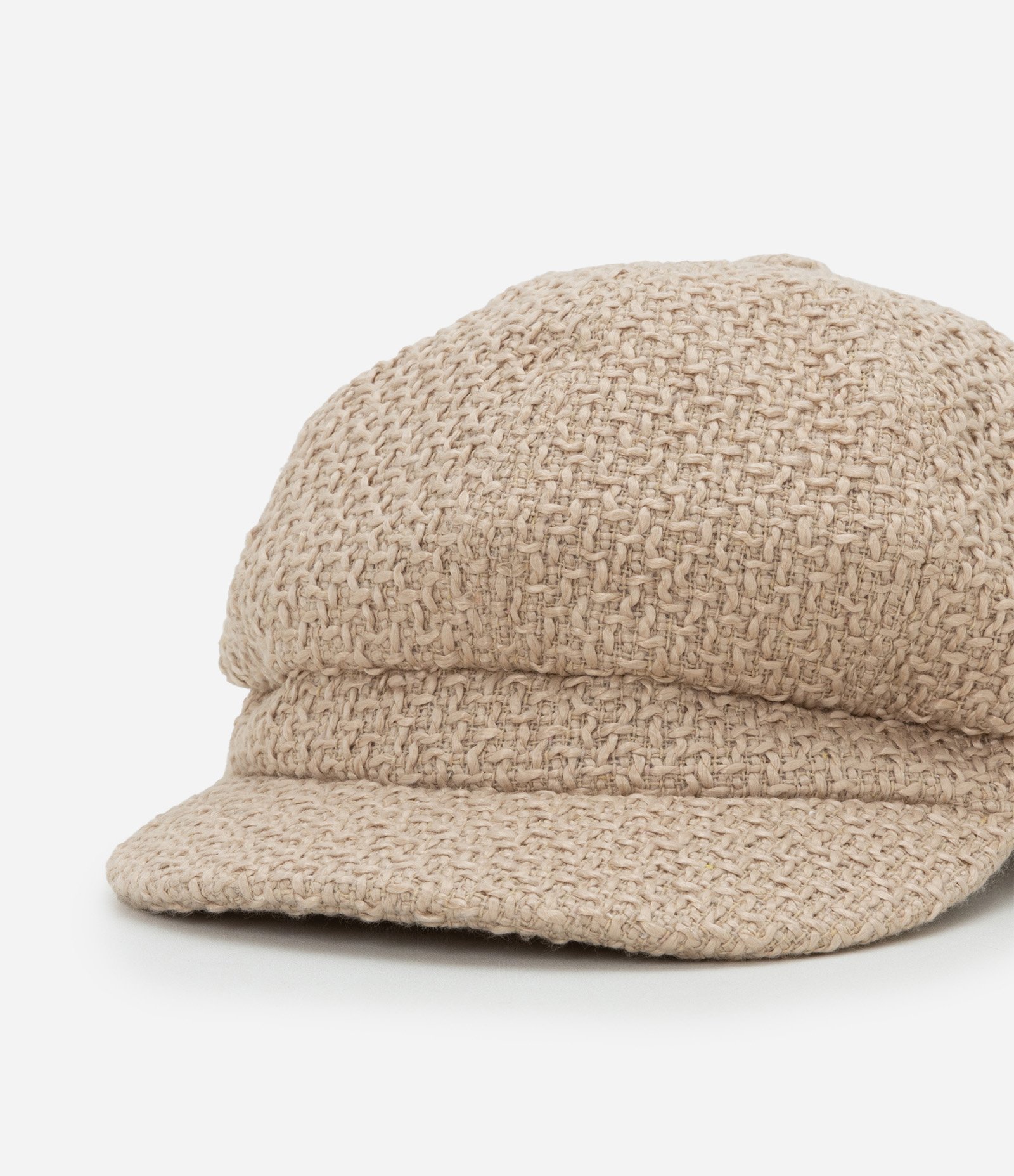 Boina em Tweed com Aba Curva Bege 5