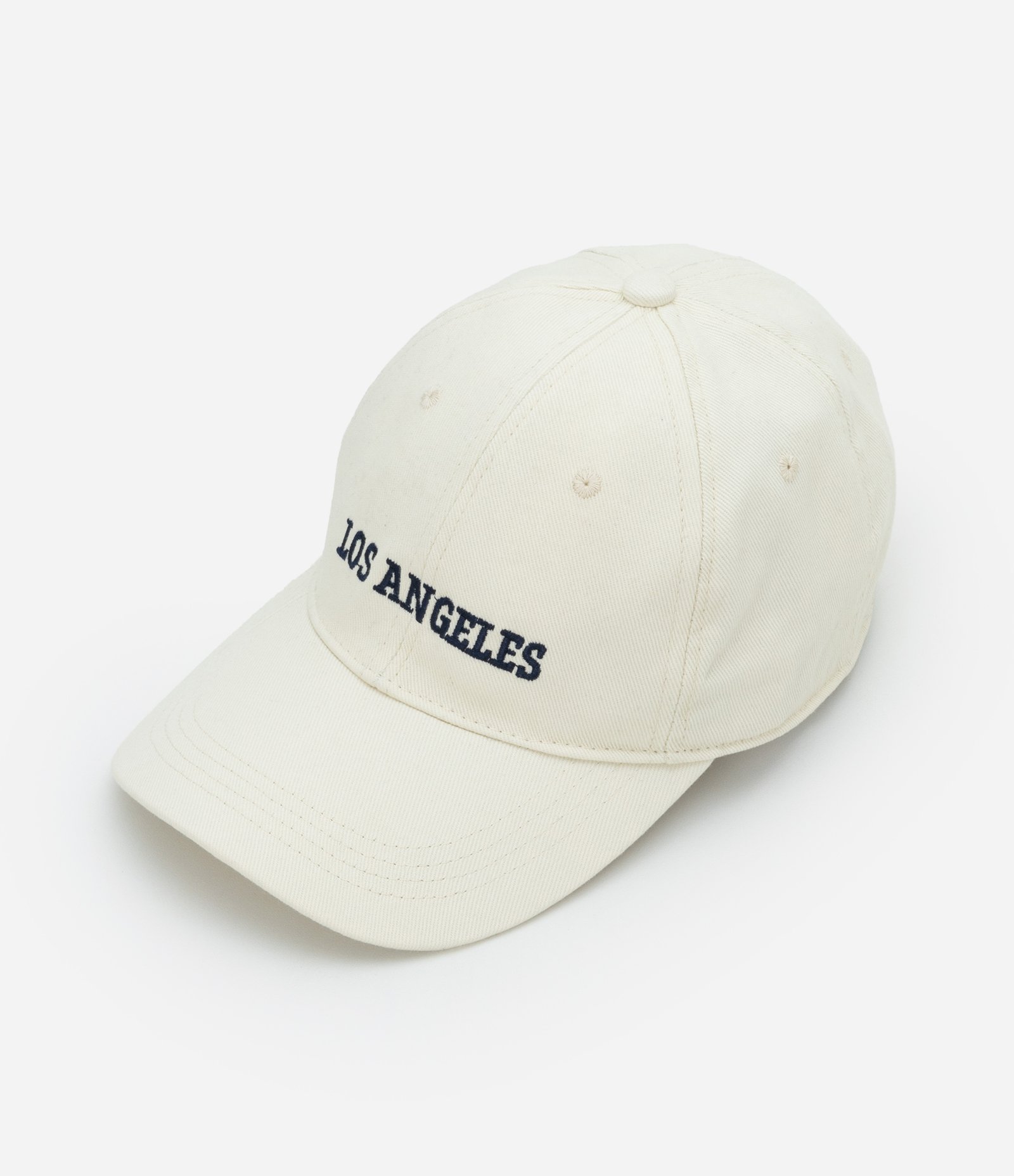 Boné Aba Curva em Sarja com Lettering Los Angeles Bege 1