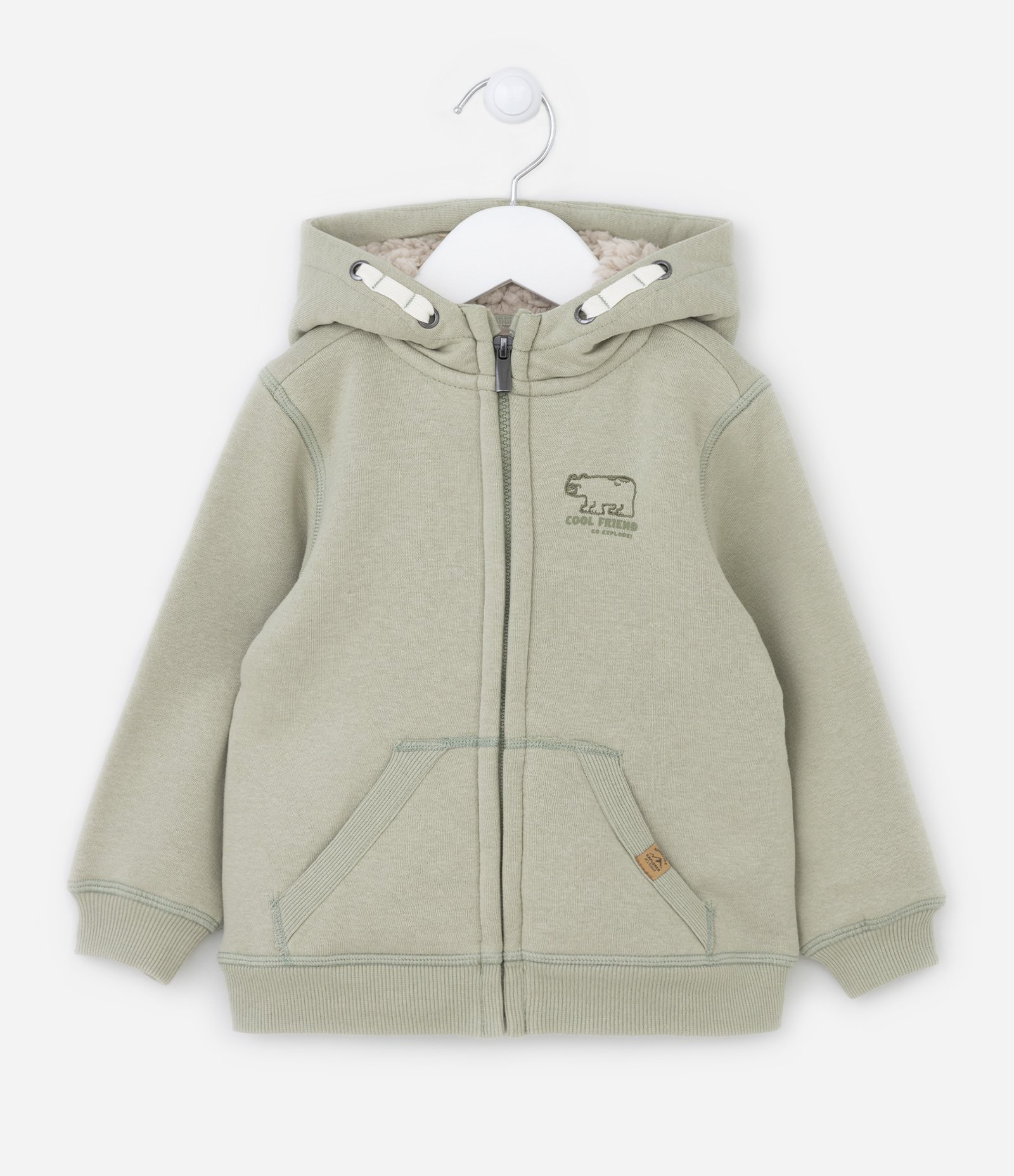 Casaco Infantil com Capuz e Forro de Sherpa - Tam 1 a 5 anos Verde 1