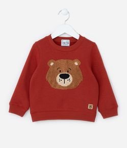 Casaco Infantil em Moletom Quentinho com Bordado de Ursinho - Tam 1 a 5 anos