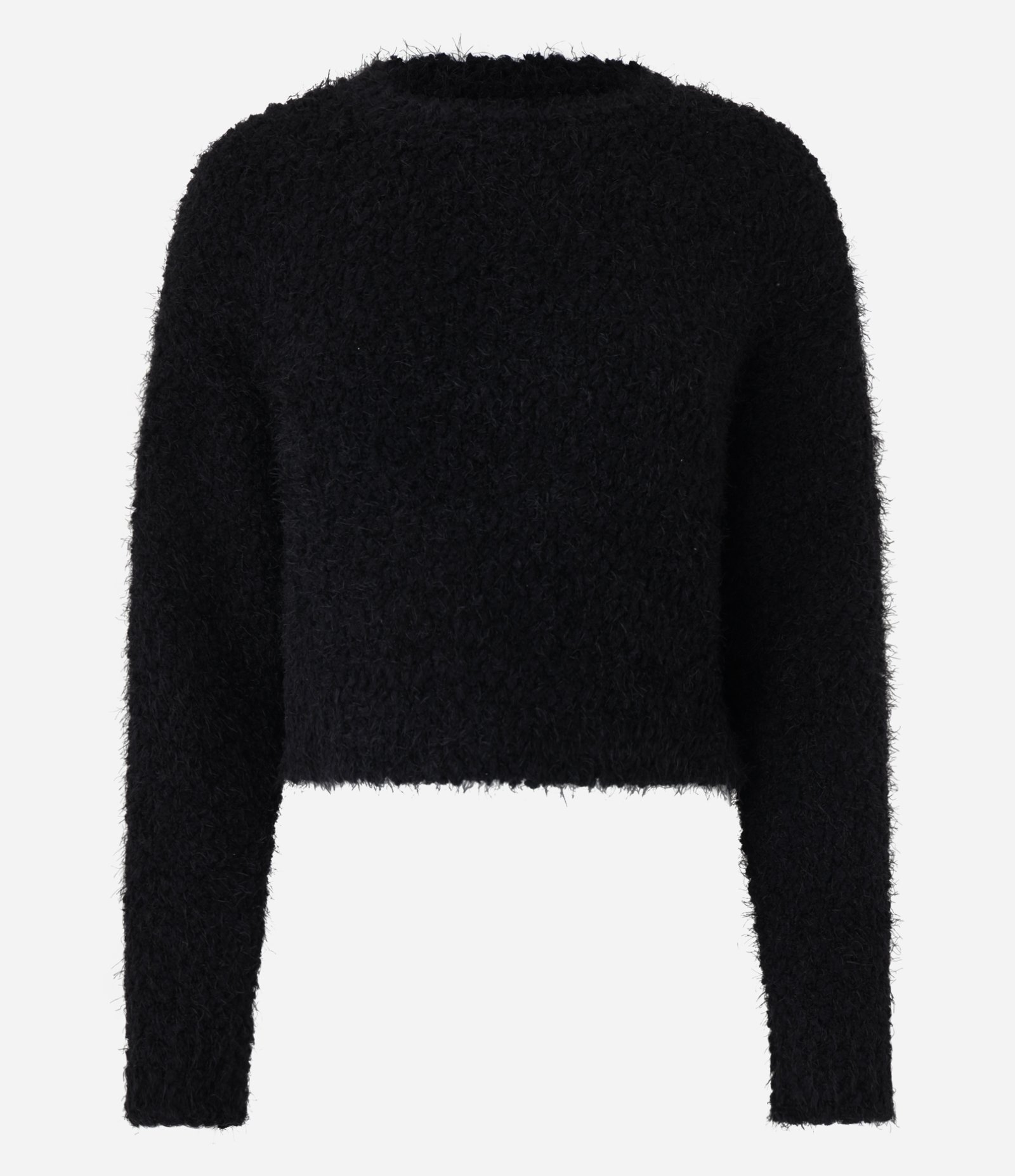 Suéter Slim em Tricô com Pelinhos Preto 1