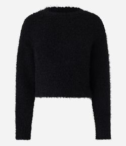 Suéter Slim em Tricô com Pelinhos