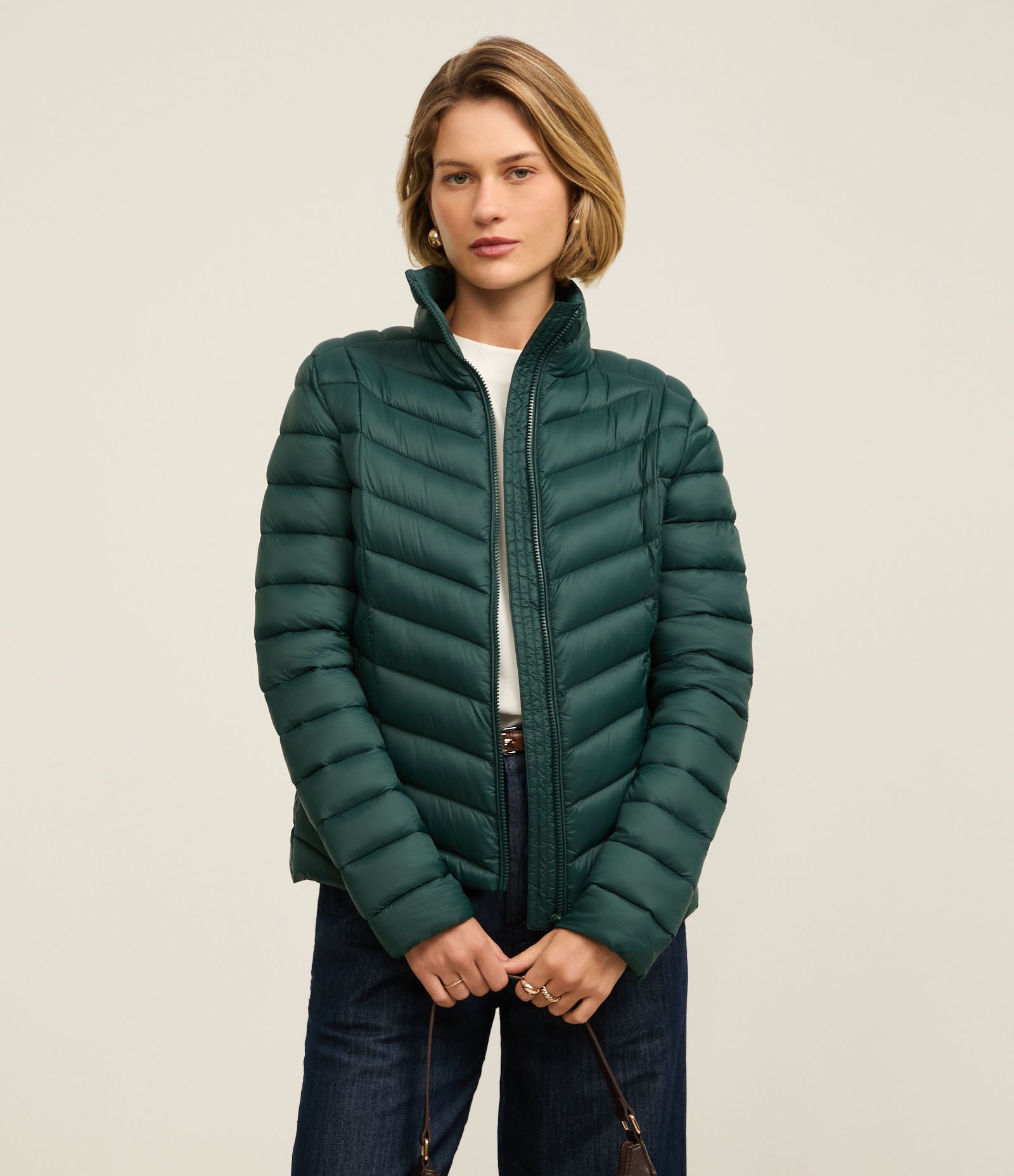 Jaqueta Puffer Ultra Leve em Poliamida com Saquinho de Guardar Verde 1