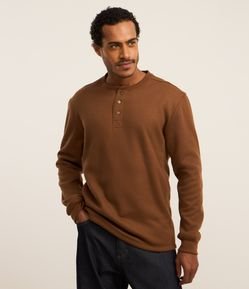 Suéter com Sherpa Interna e Gola Padre