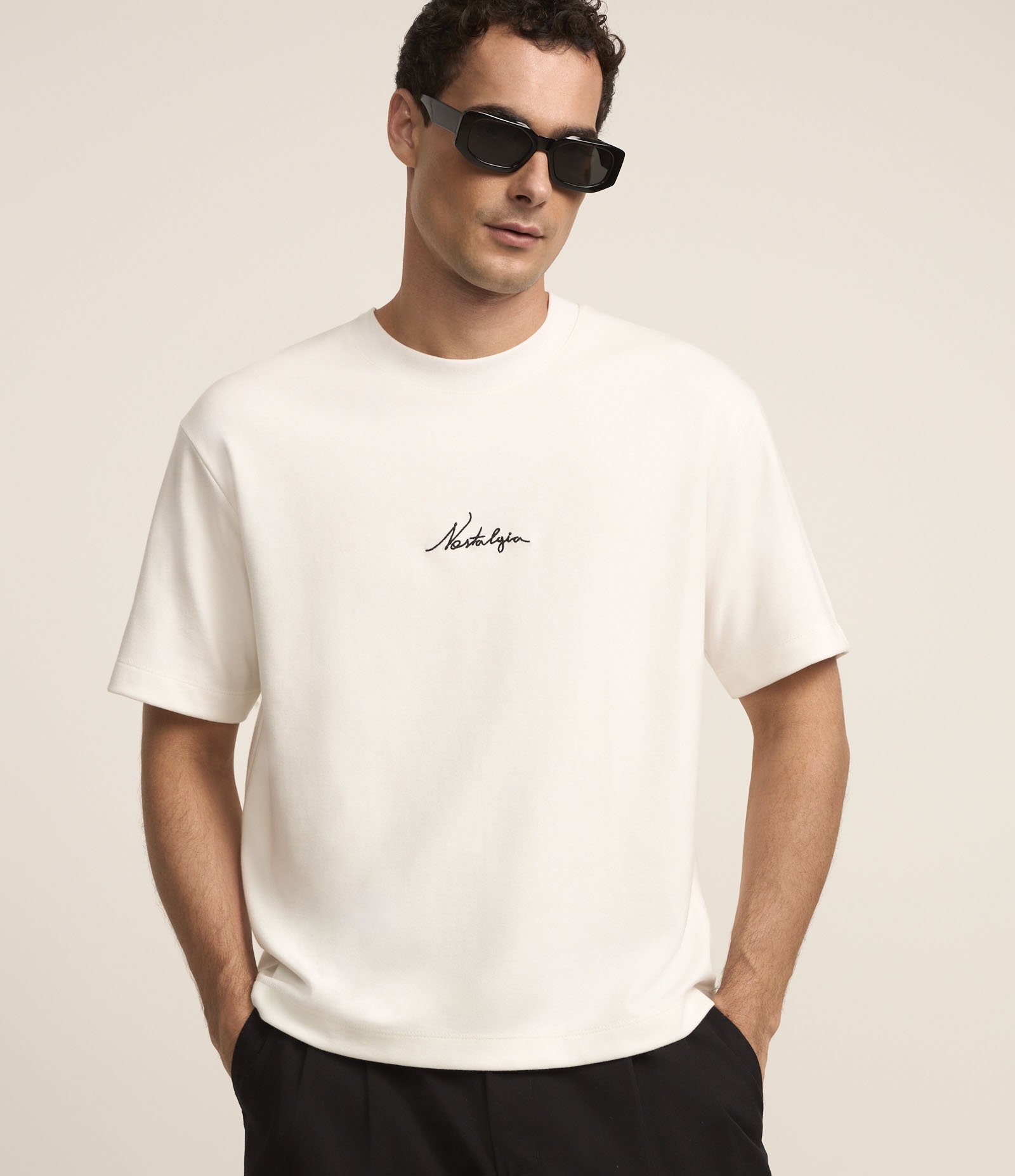 Camiseta Boxy em Algodão com Estampa Nostalgia Branco 1