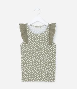 Regata Infantil em Ribana com Babado Broderie - Tam 5 a 14 Anos