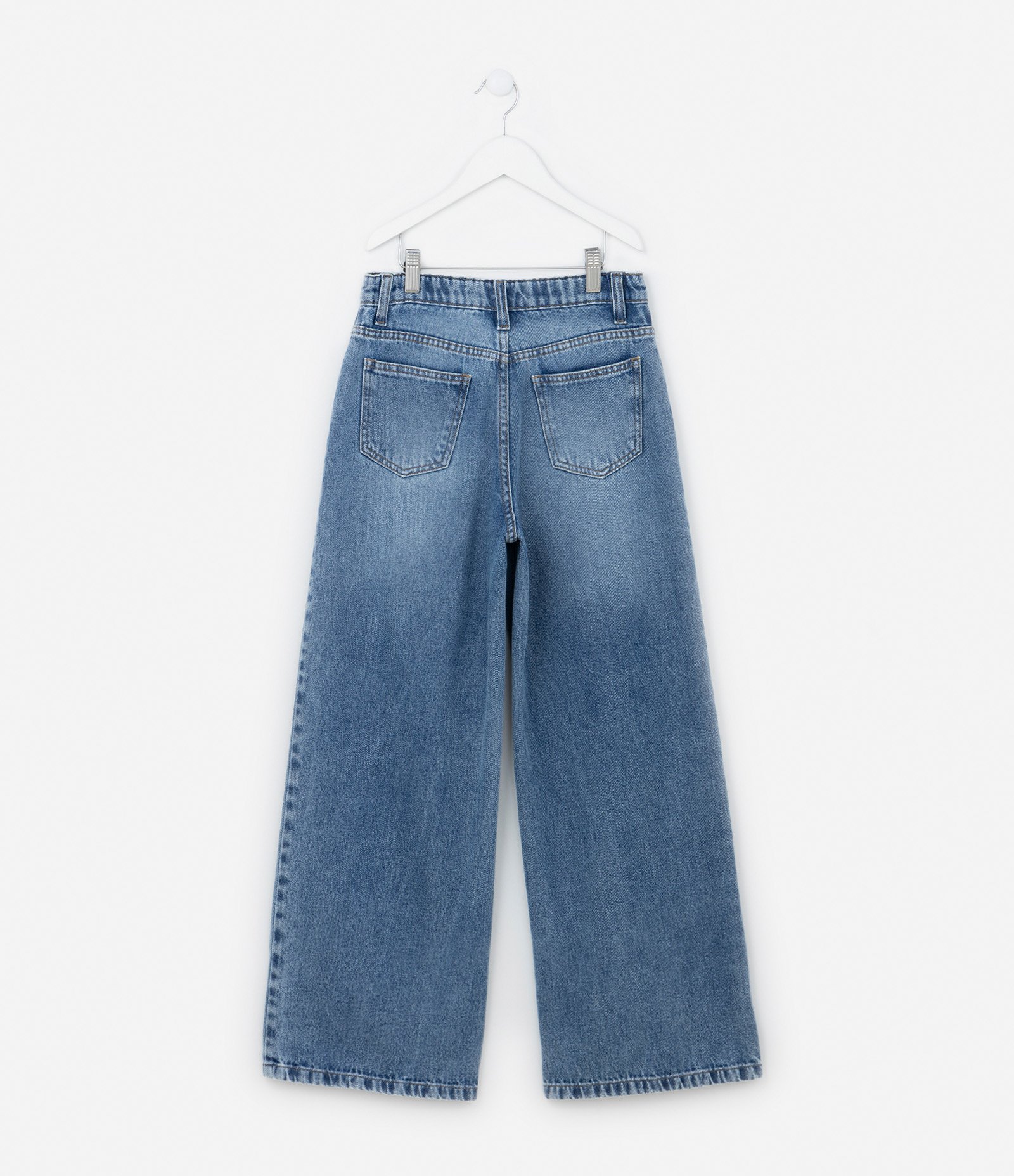 Calça Wide Leg Infantil com Estampa de Cerejinhas a Laser - Tam 5 a 14 Anos Azul 2