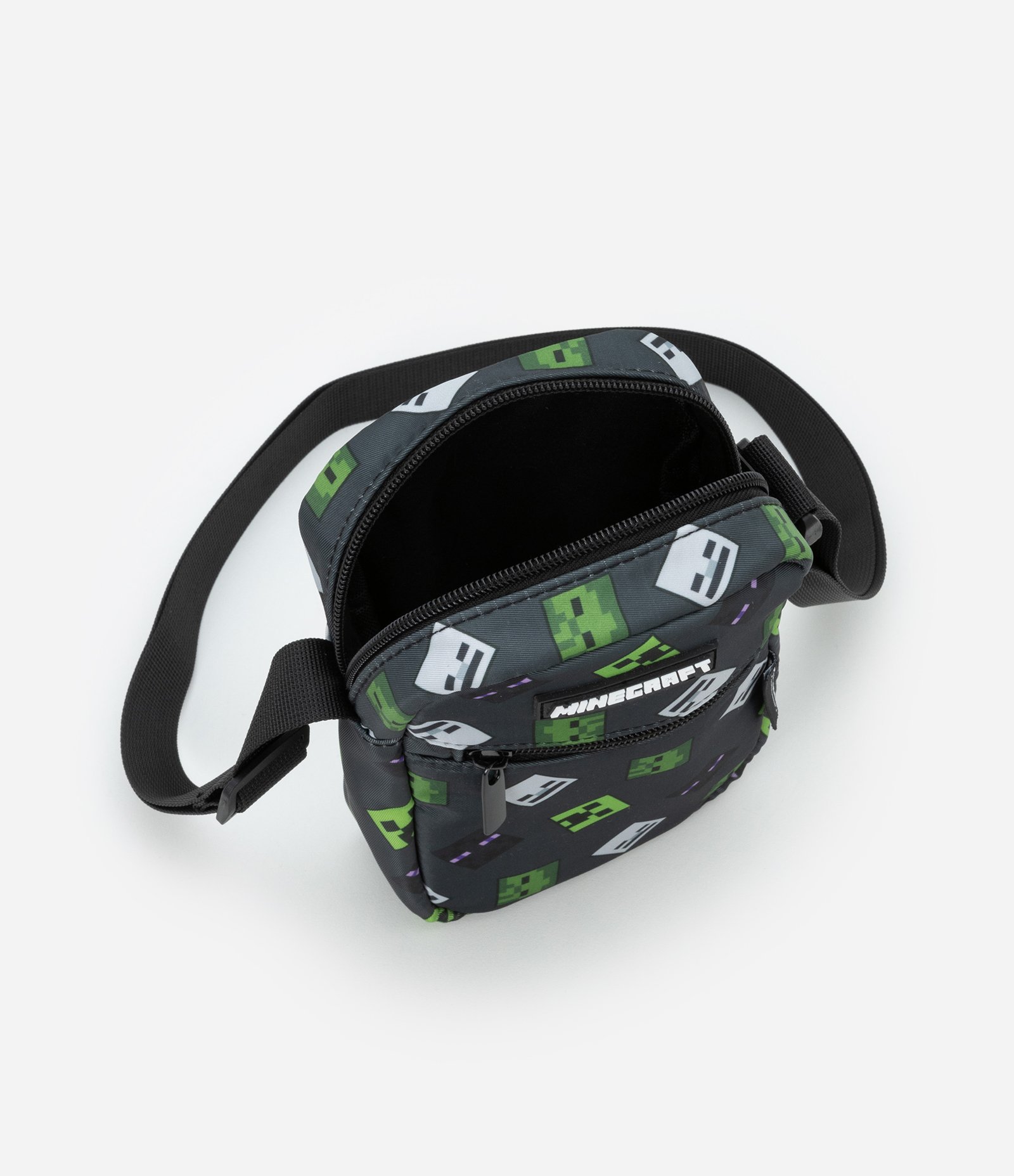 Bolsa Transversal Infantil com Bolso e Estampa Minecraft - Tam Único Cinza 4