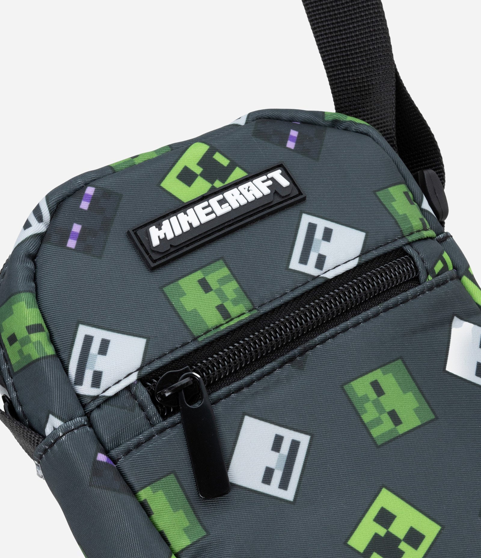 Bolsa Transversal Infantil com Bolso e Estampa Minecraft - Tam Único Cinza 5
