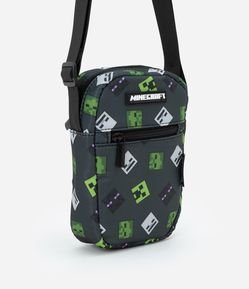 Bolsa Transversal Infantil com Bolso e Estampa Minecraft - Tam Único