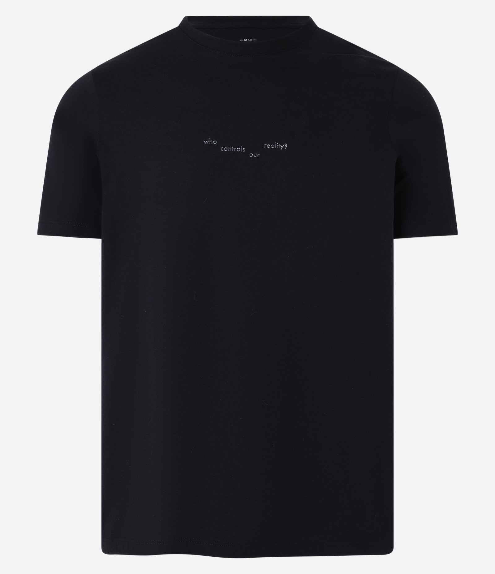 Camiseta em Algodão com Estampa Who Controls our Reality Preto 4