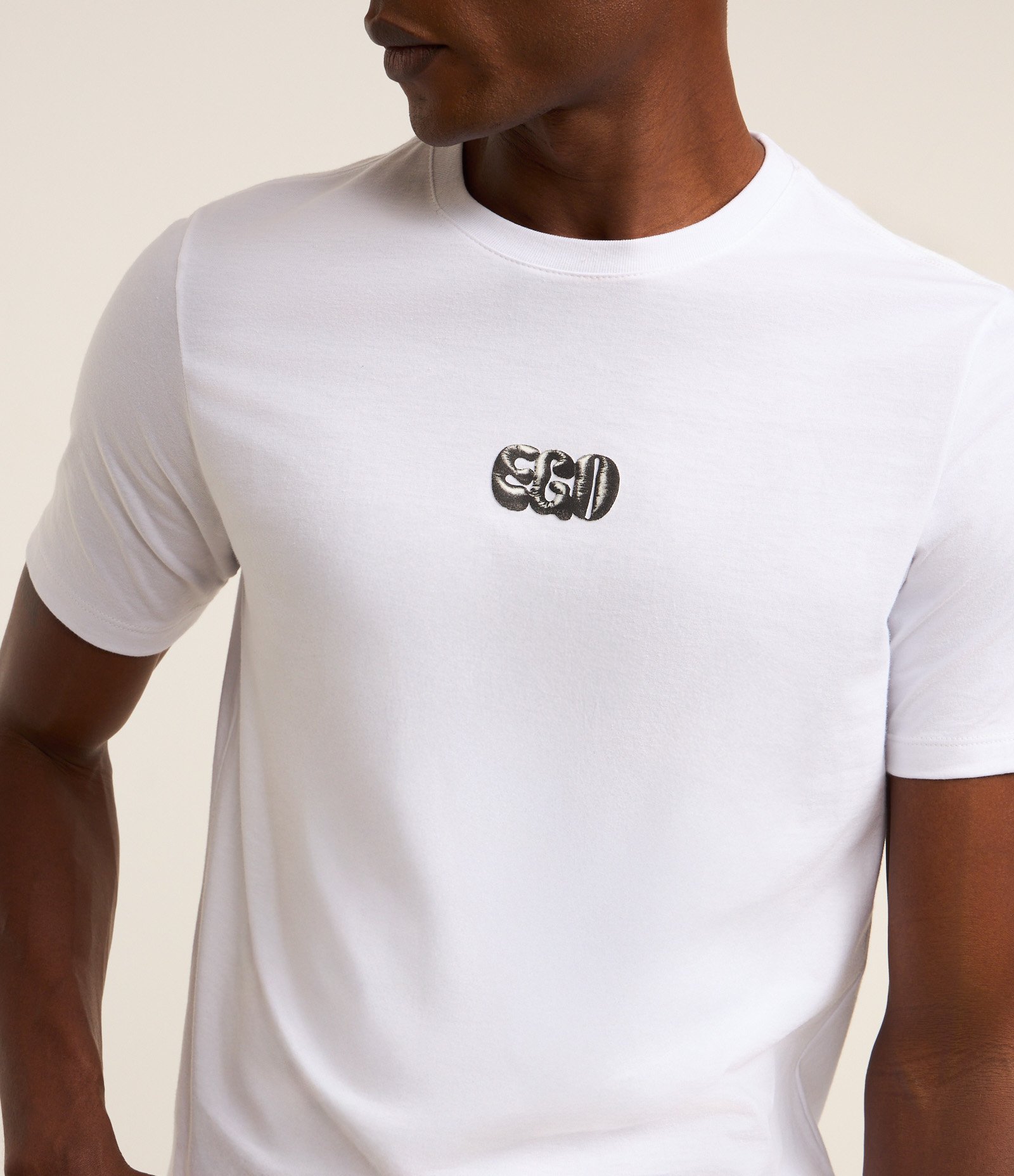 Camiseta Slim em Algodão com Estampa Lettering Ego Branco 3