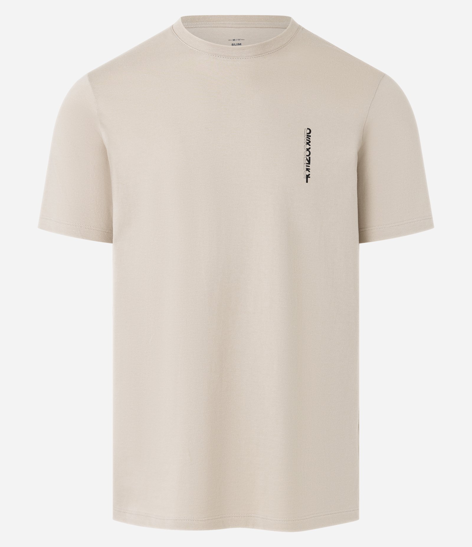 Camiseta Slim em Algodão com Estampa Lettering Vertical Bege 1