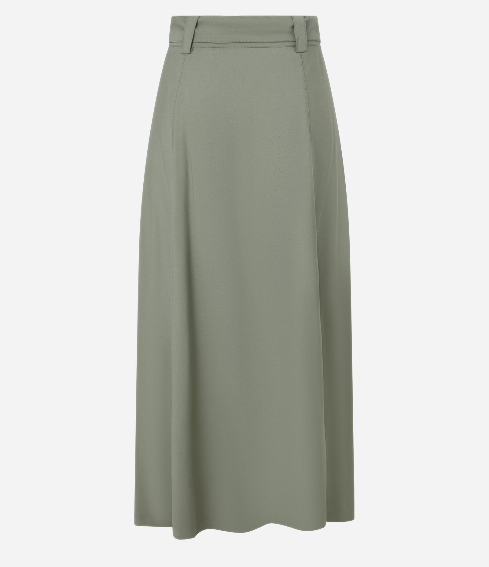 Saia Evasê Longa em Viscose Twill com Cinto Afivelado Verde 2