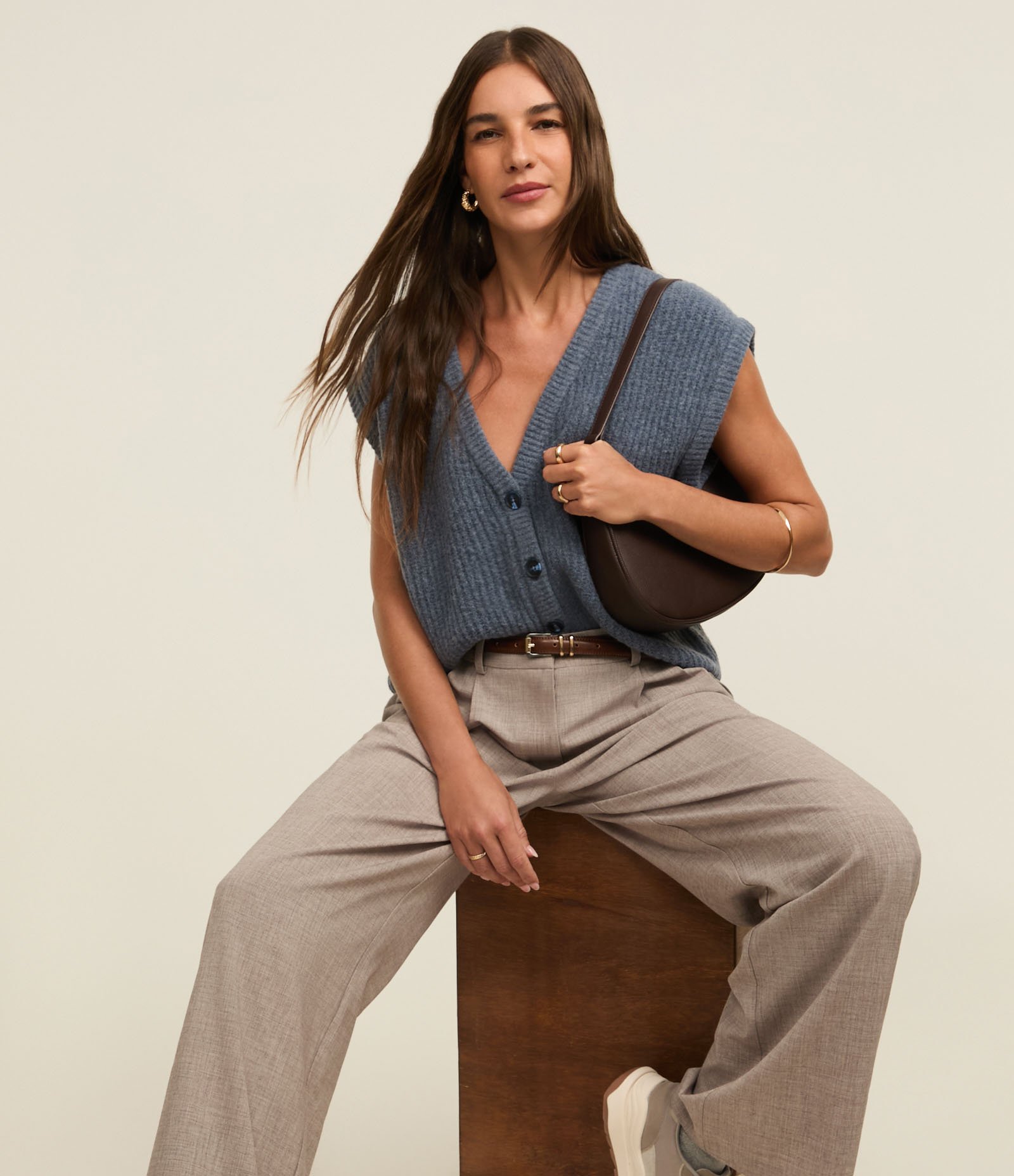 Calça Wide Leg Alfaiatada com Cós Simples Cinza 5