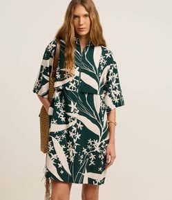 Vestido Curto em Viscolinho com Estampa Floral