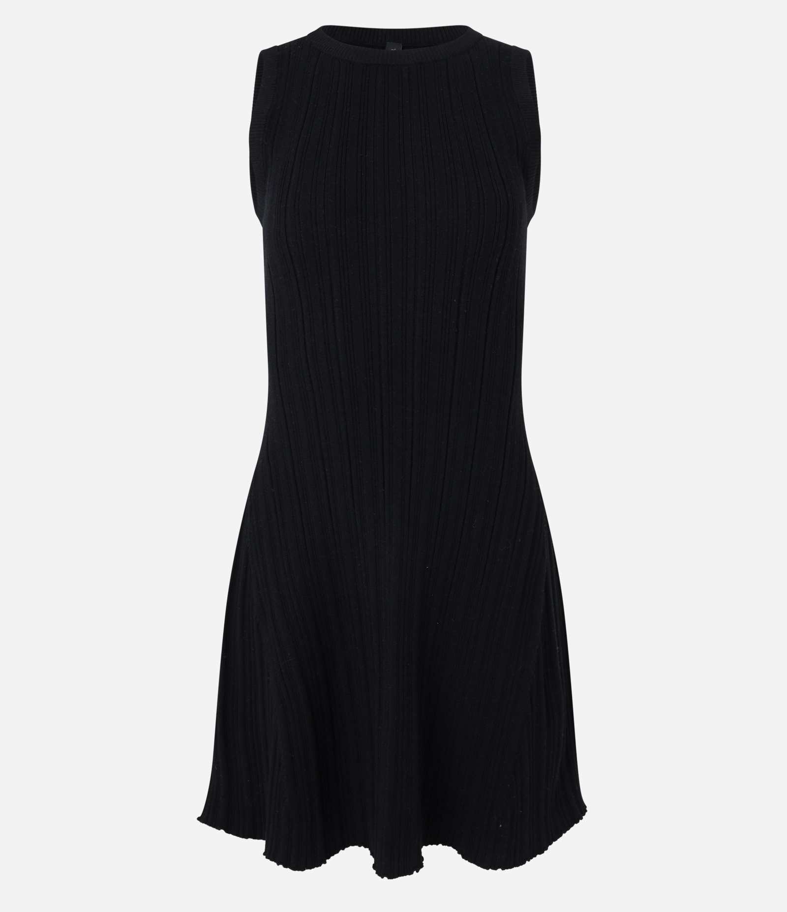 Vestido Curto em Tricô sem Manga Preto 3