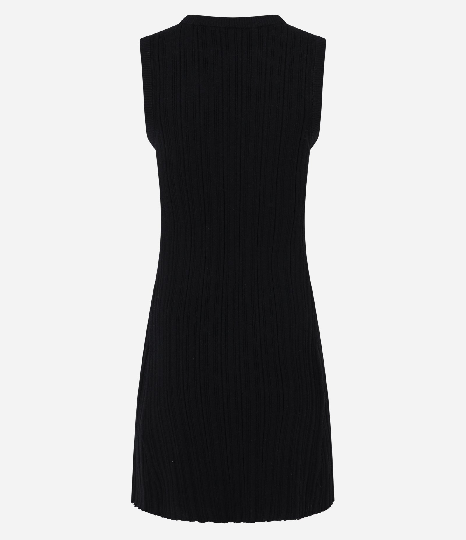 Vestido Curto em Tricô sem Manga Preto 5