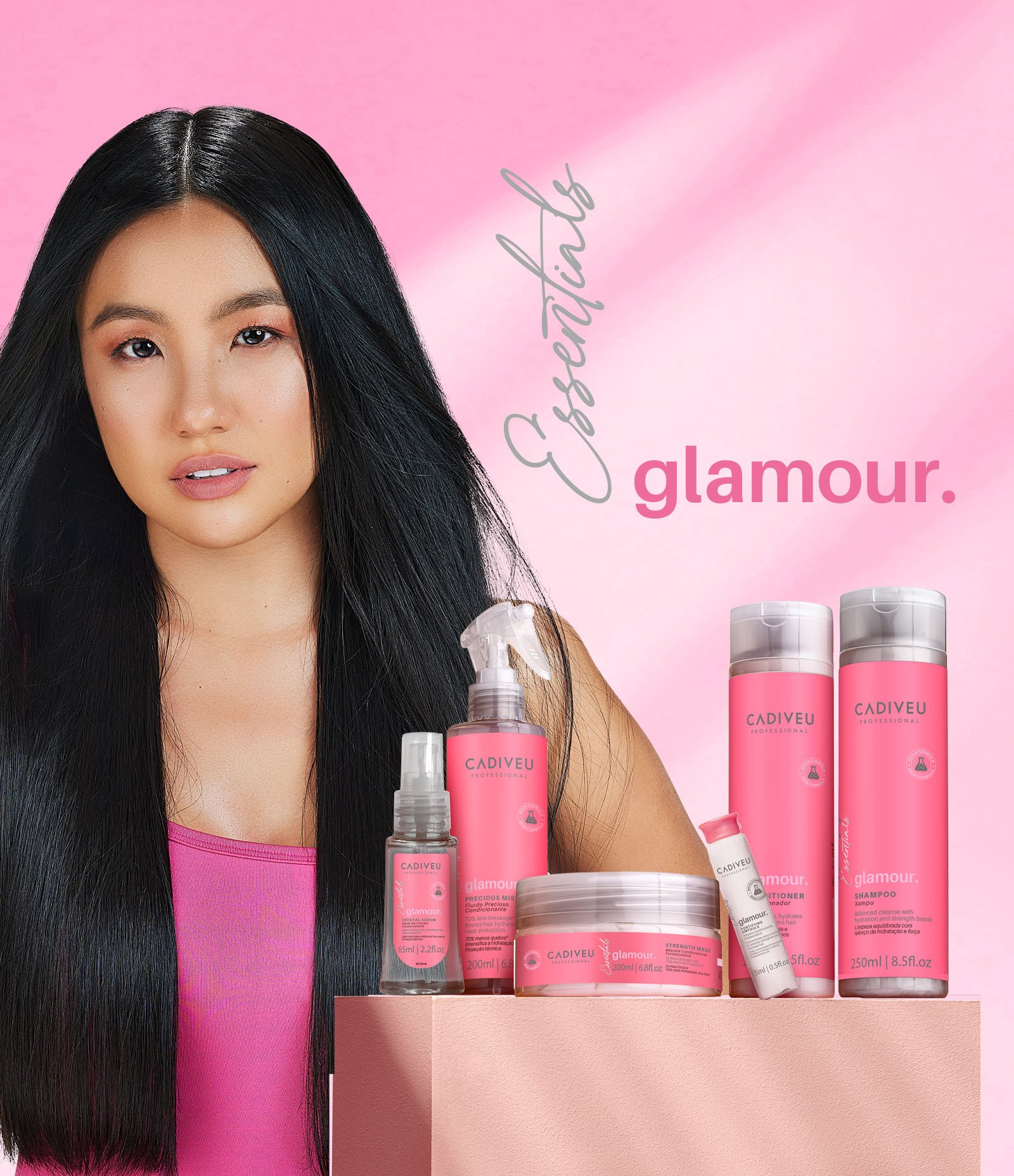 Shampoo Glamour Hidratante e Fortalecedor Cadiveu Professional Essentials 250ml 9