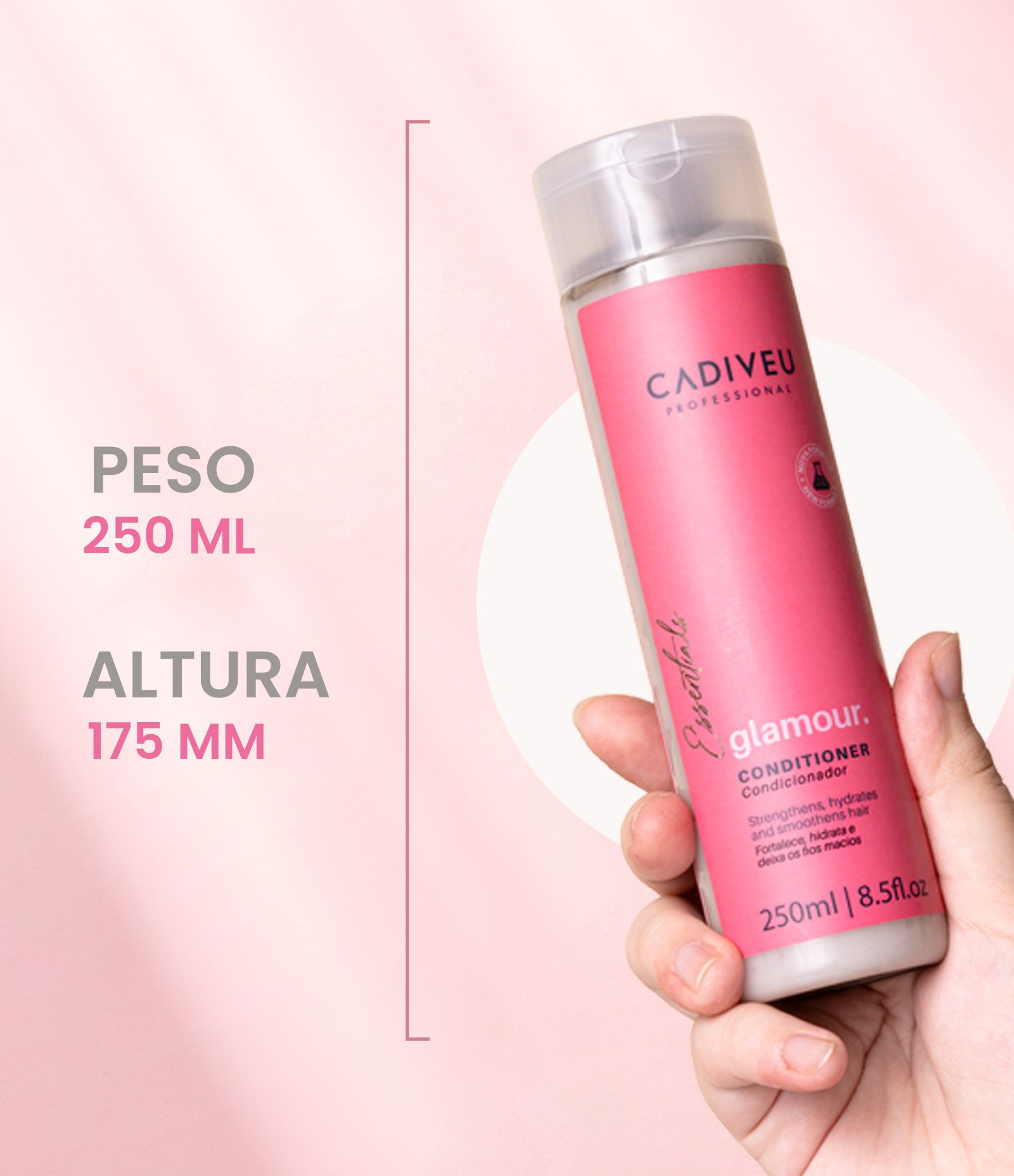 Condicionador Hidratante e Fortalecedor Glamour Cadiveu Professional Essentials 250ml 250ml 10