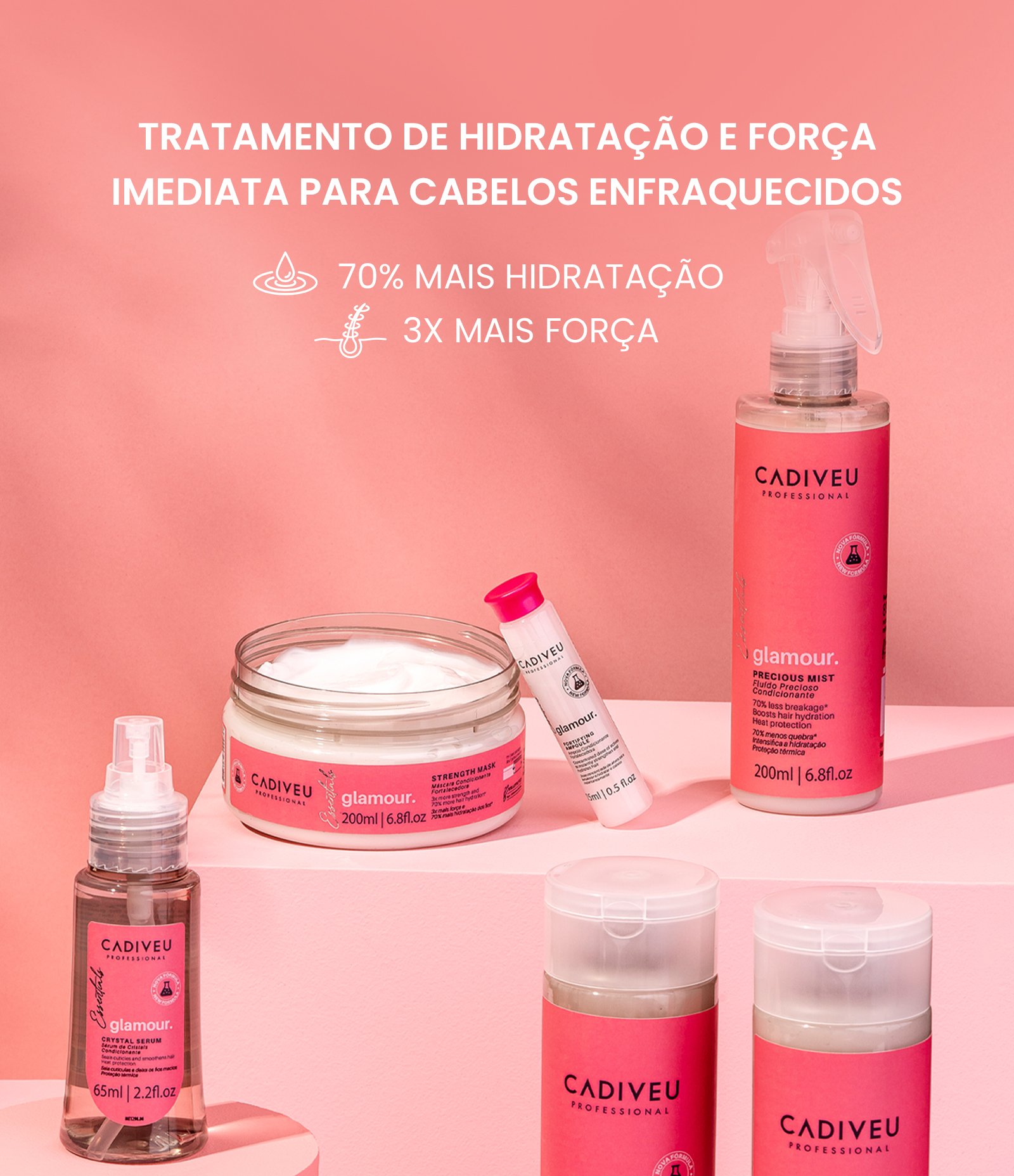 Máscara Hidratante e Fortalecedora Glamour Cadiveu Professional Essentials 200ml 200ml 8