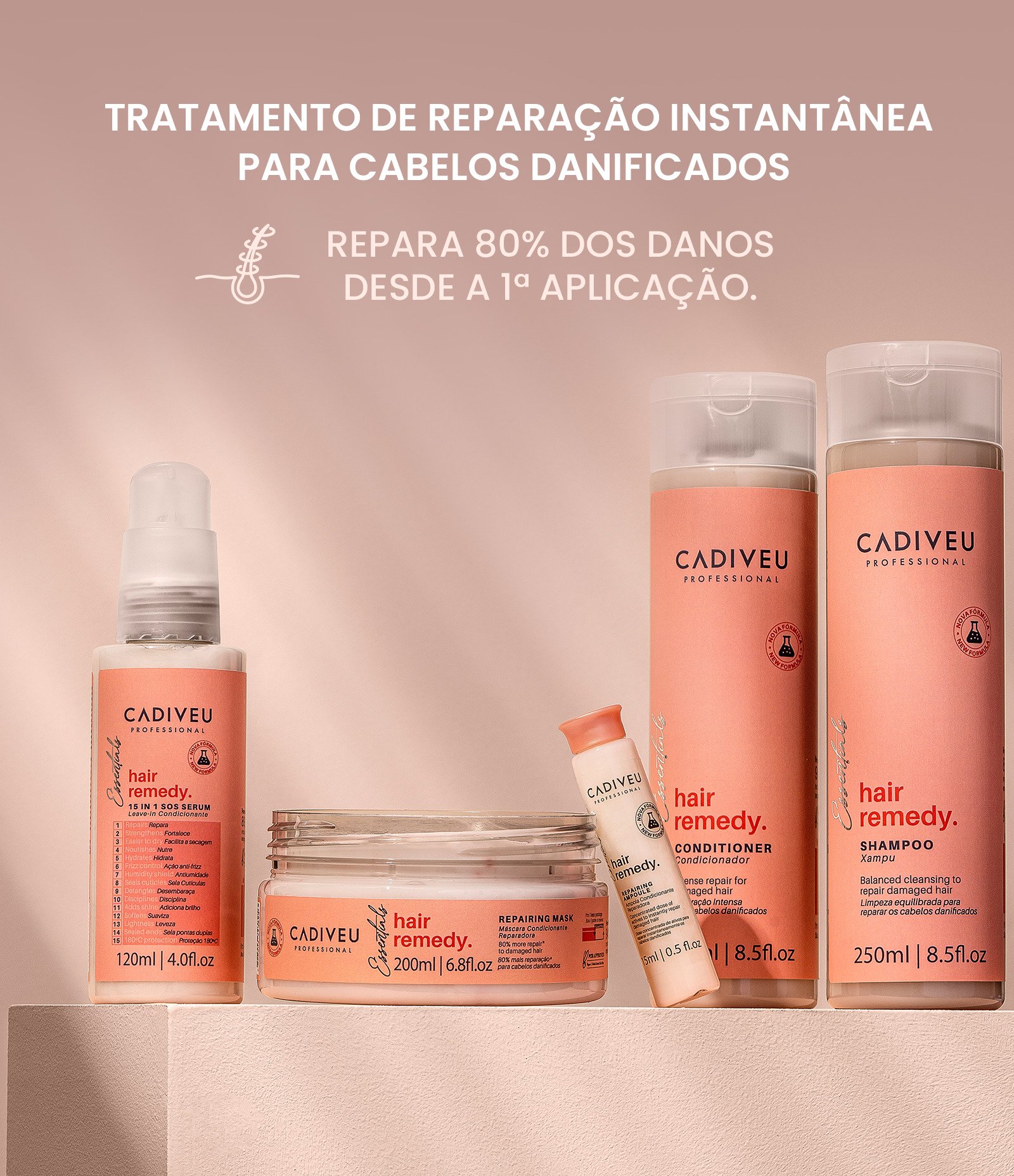 Shampoo Reparação Hair Remedy Cadiveu Professional Essentials  250ml 10