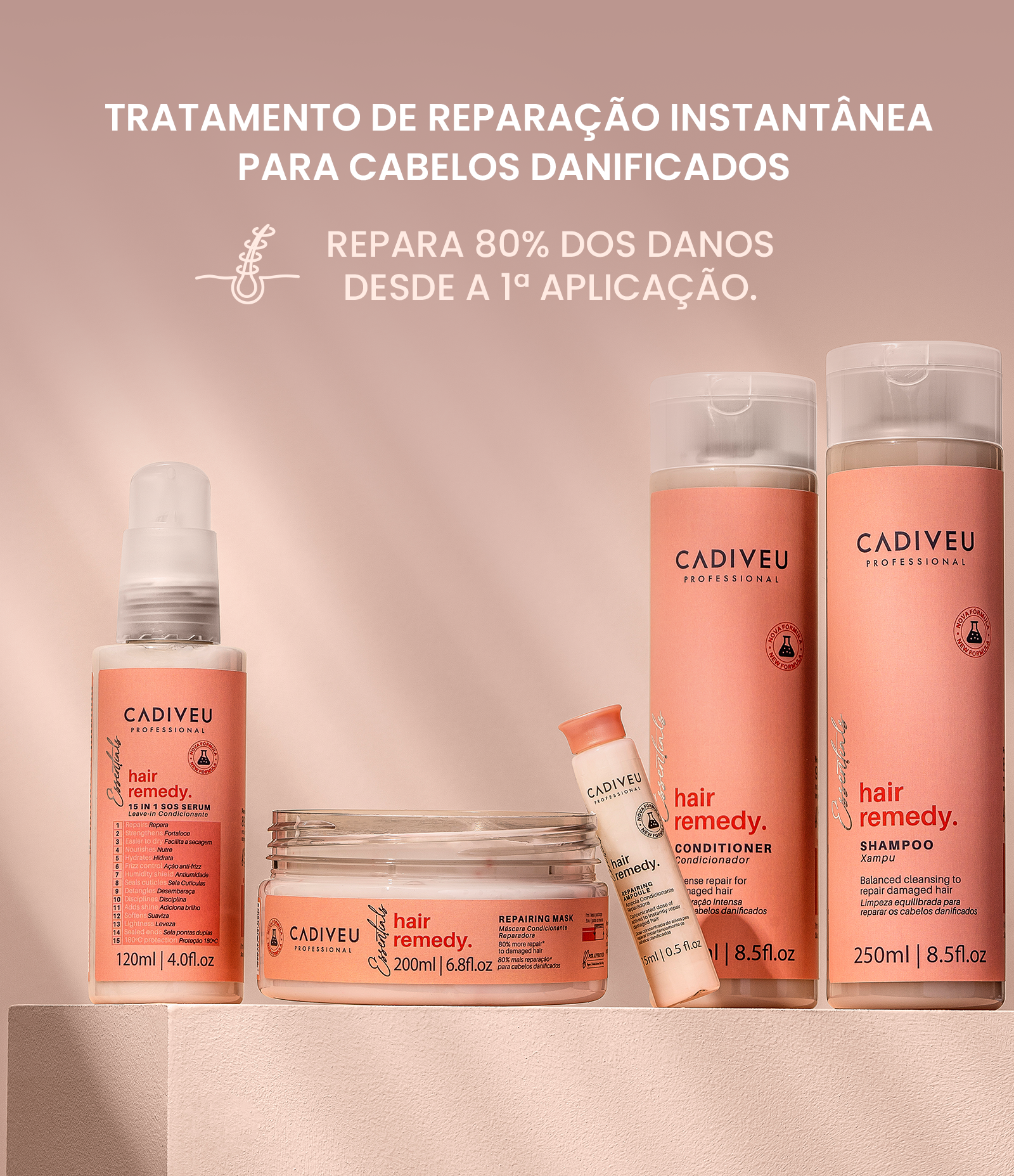 Condicionador Reparação Hair Remedy Cadiveu Professional Essentials 250ml 8