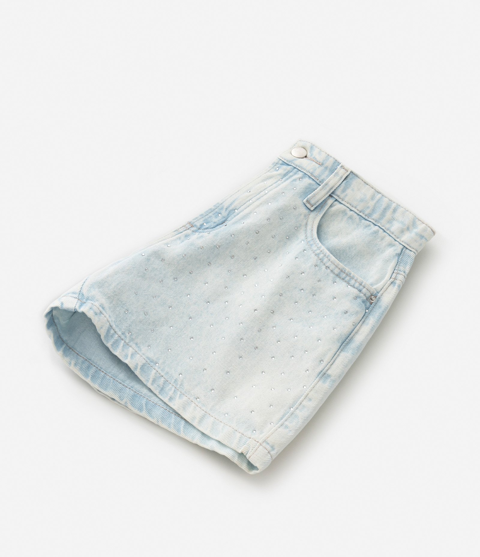 Short Infantil em Jeans com Strass - Tam 5 a 14 Anos Azul 5