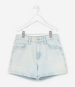 Short Infantil em Jeans com Strass - Tam 5 a 14 Anos