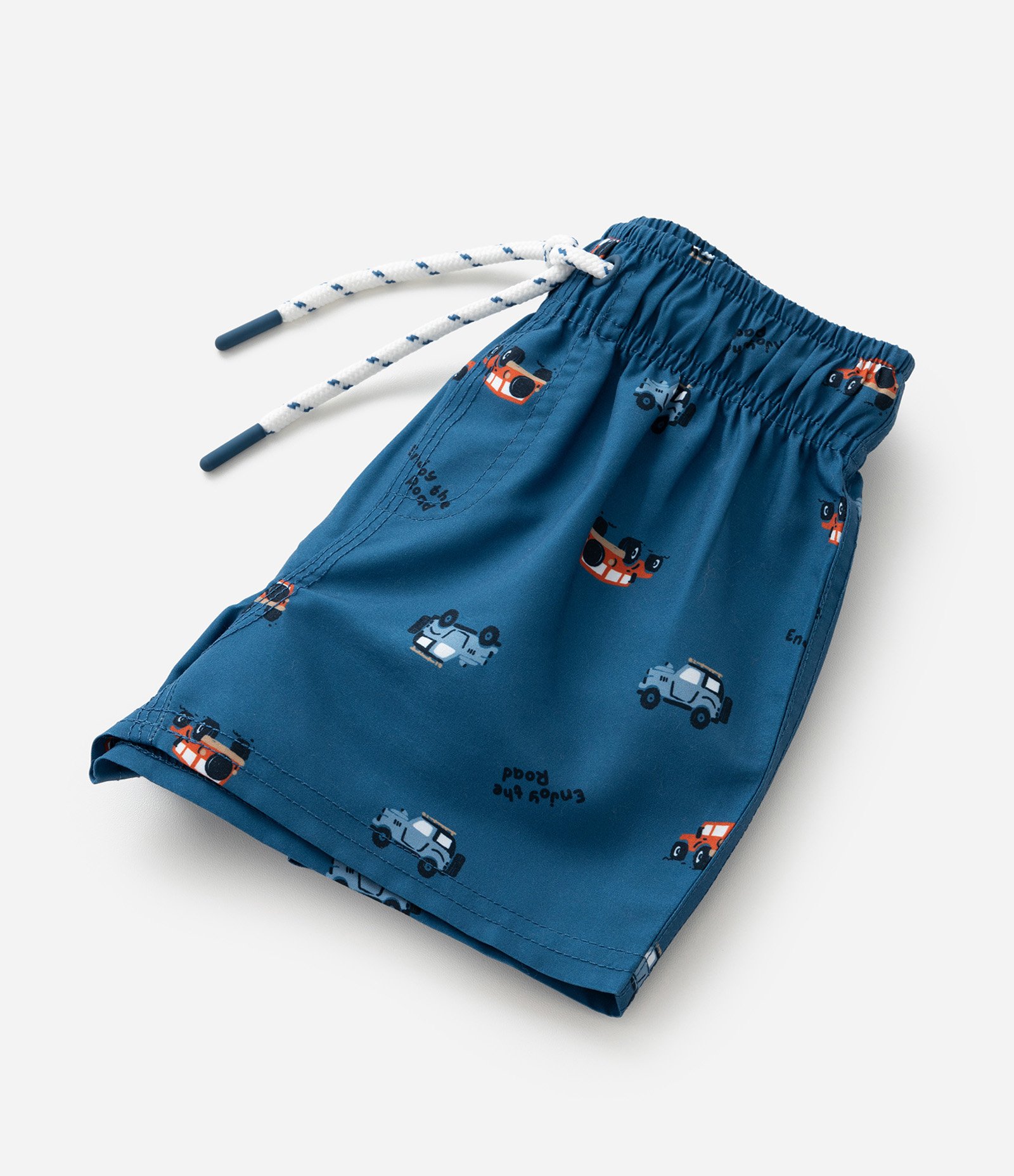 Conjunto Curto Infantil com Estampa de Carrinhos -Tam 1 a 5 anos Bege/Azul 4