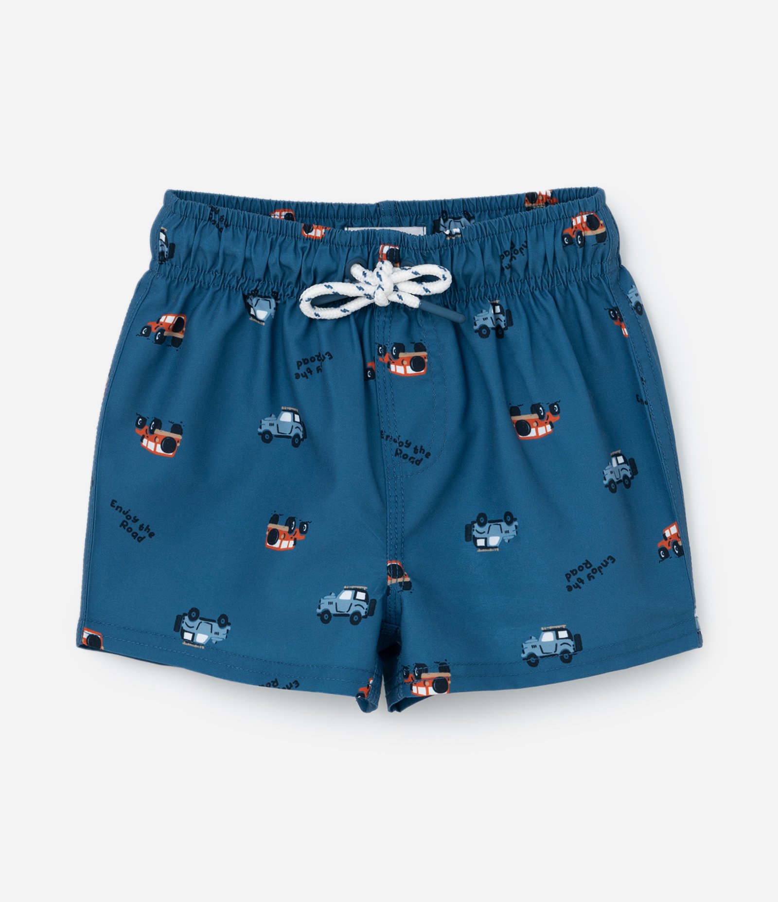 Conjunto Curto Infantil com Estampa de Carrinhos -Tam 1 a 5 anos Bege/Azul 5