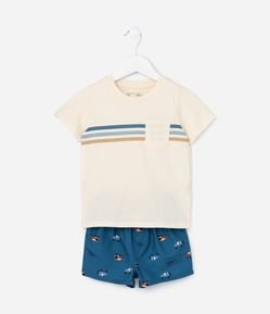 Conjunto Curto Infantil com Estampa de Carrinhos -Tam 1 a 5 anos