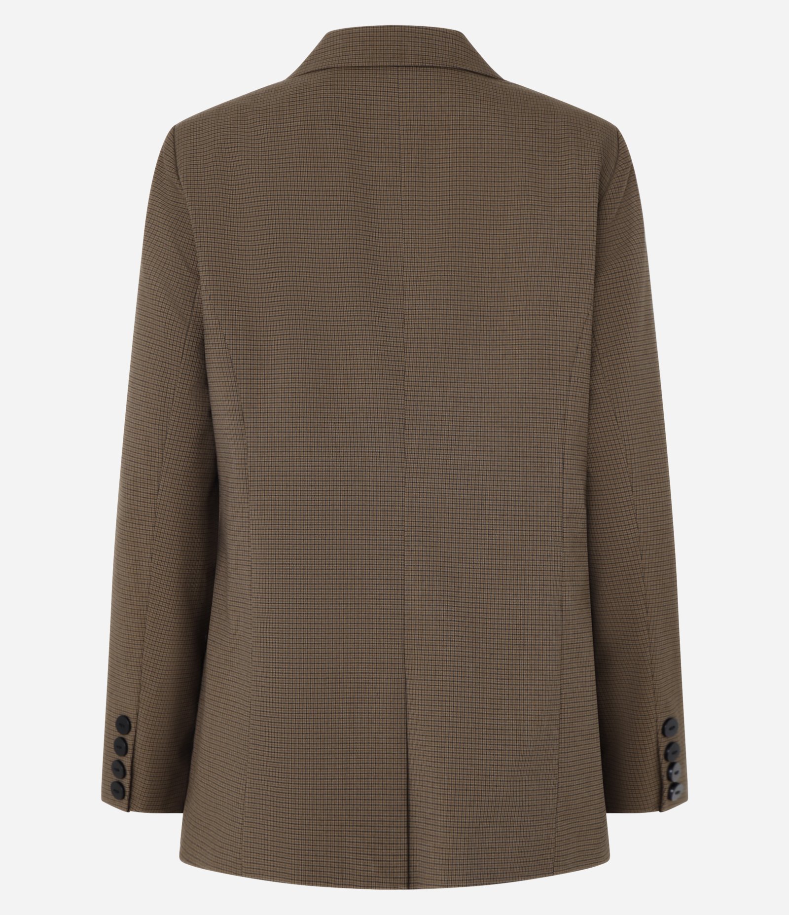 Blazer Alongado em Alfaiataria Xadrez com Botões Marrom 6