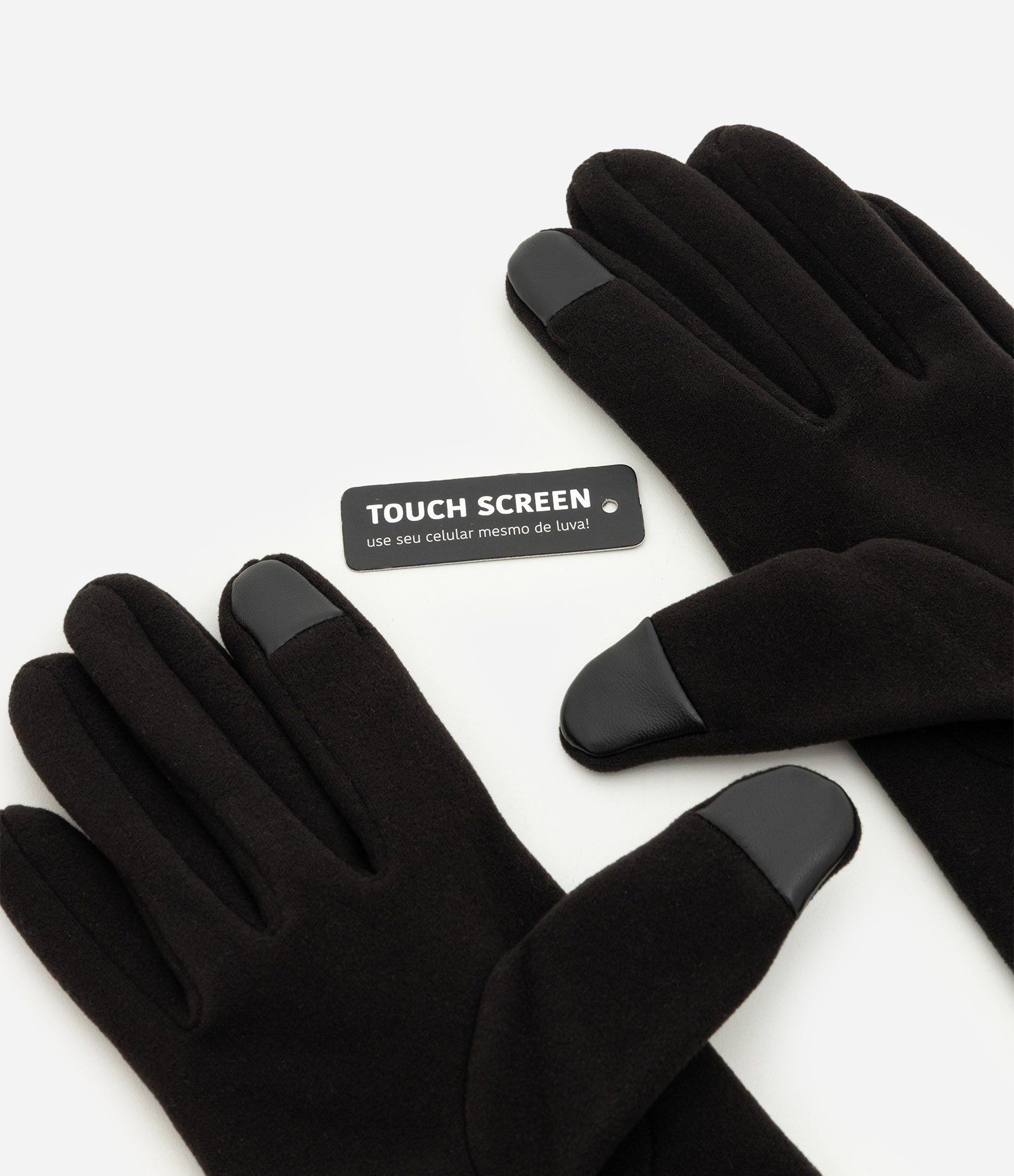 Luva em Suede com Detalhe Dedal Touch Screen Preto 4