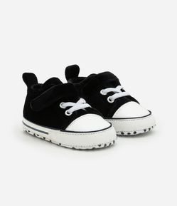 Tênis Infantil em Veludo com Cadarço e Velcro - Tam 0 a 18 meses