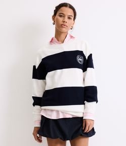 Suéter em Tricô com Listras e Bordado Sporting 1994