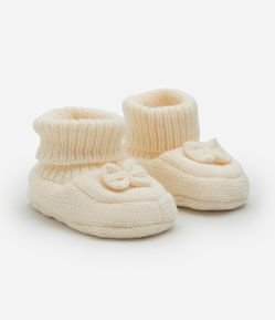 Sapato Infantil em Tricô com Lacinho - Tam 0 a 12 meses