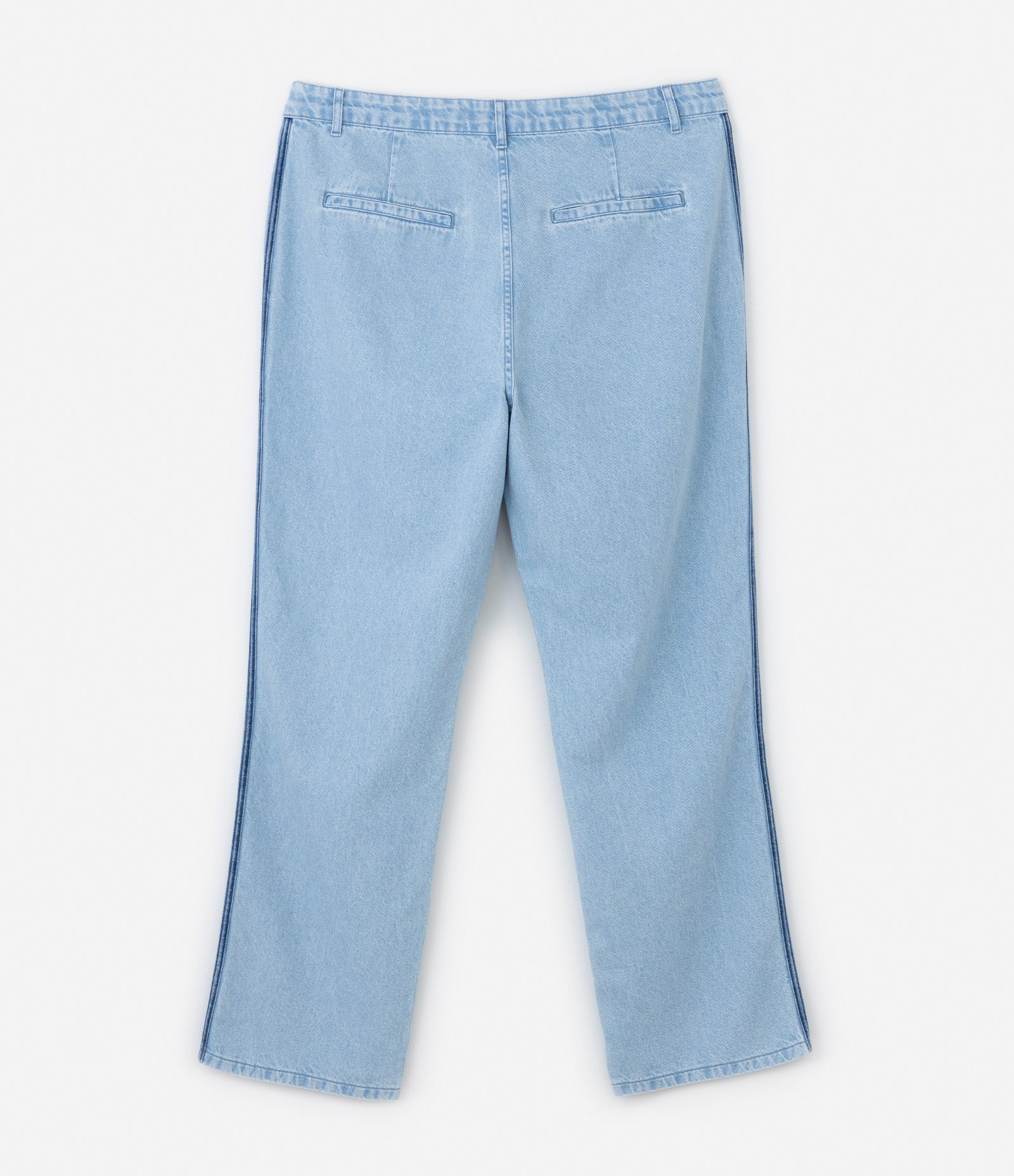 Calça Anos 90 Jeans com Listras Laterais Curve & Plus Size Jeans Claro 6