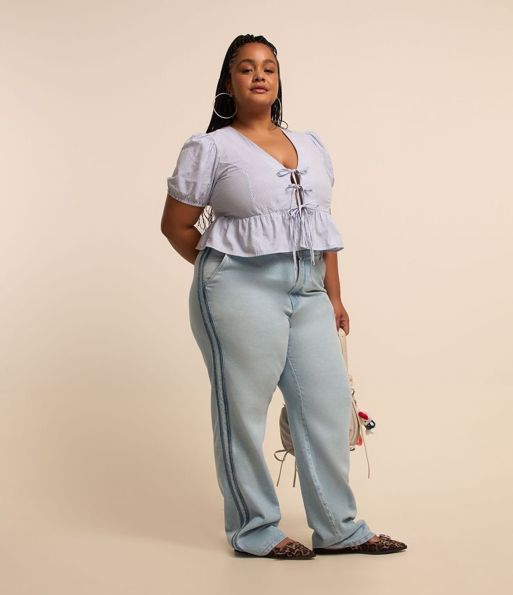 Plus Size CalÃ§a Jeans Listra Do Lado CalÃ§a Jeans Com Listra Lateral