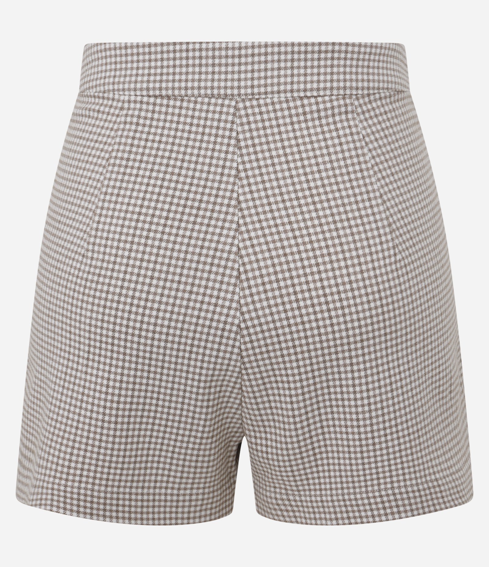 Short Saia Curto em Alfaiataria Xadrez com Fenda Marrom 7