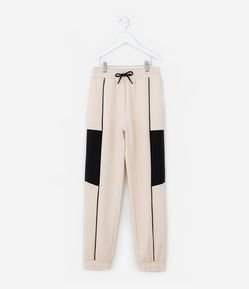 Calça Jogger Infantil com Recortes Contrastantes - Tam 5 a 14 Anos