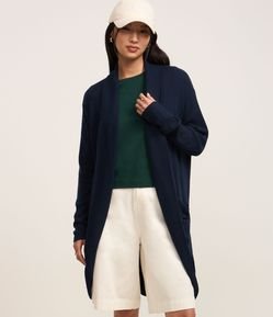 Cardigan Básico Longo em Tricô com Abertura Total