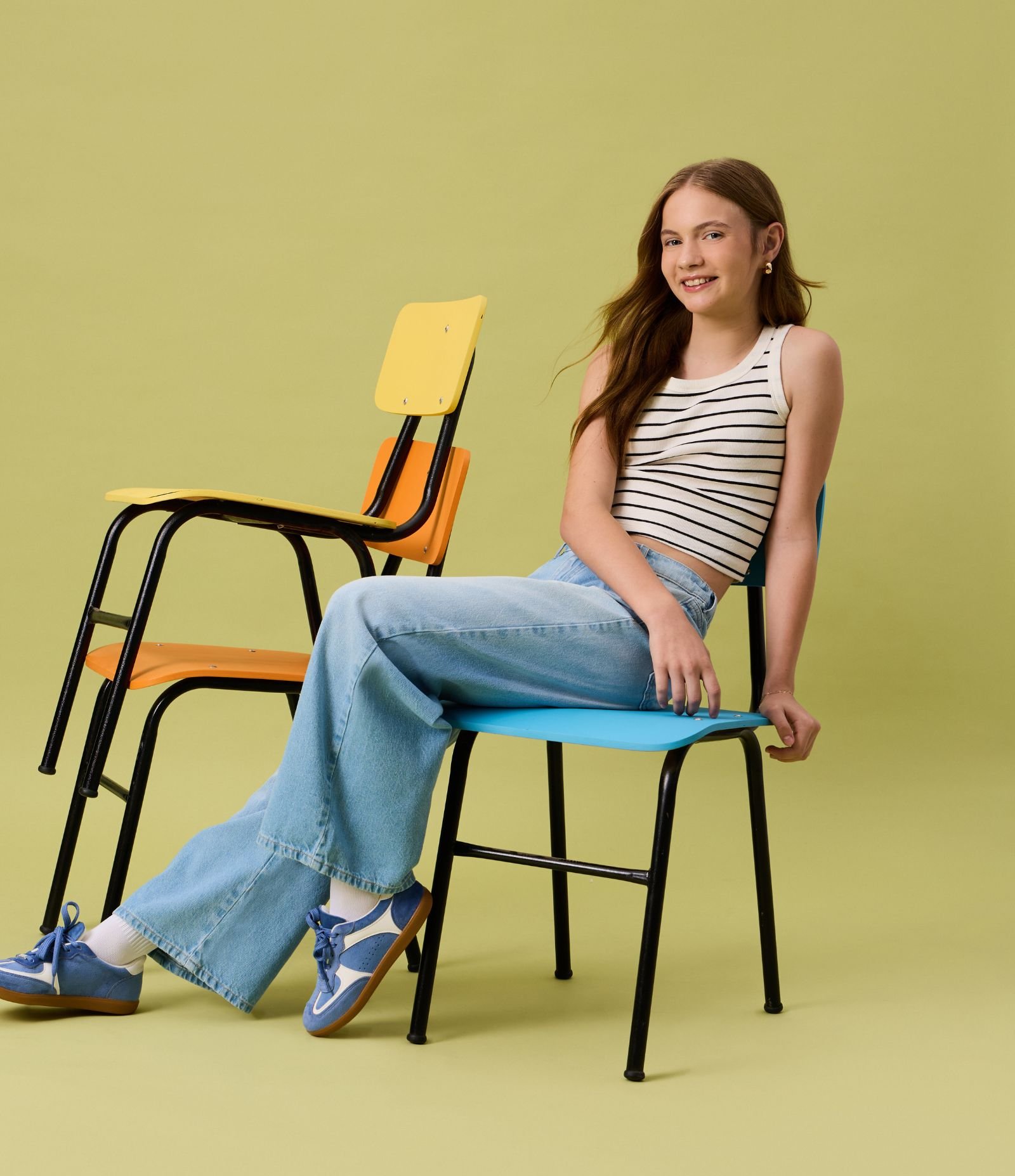 Calça Wide Leg Infantil em Jeans com Lavagem - Tam 5 a 14 Anos Jeans Claro 2