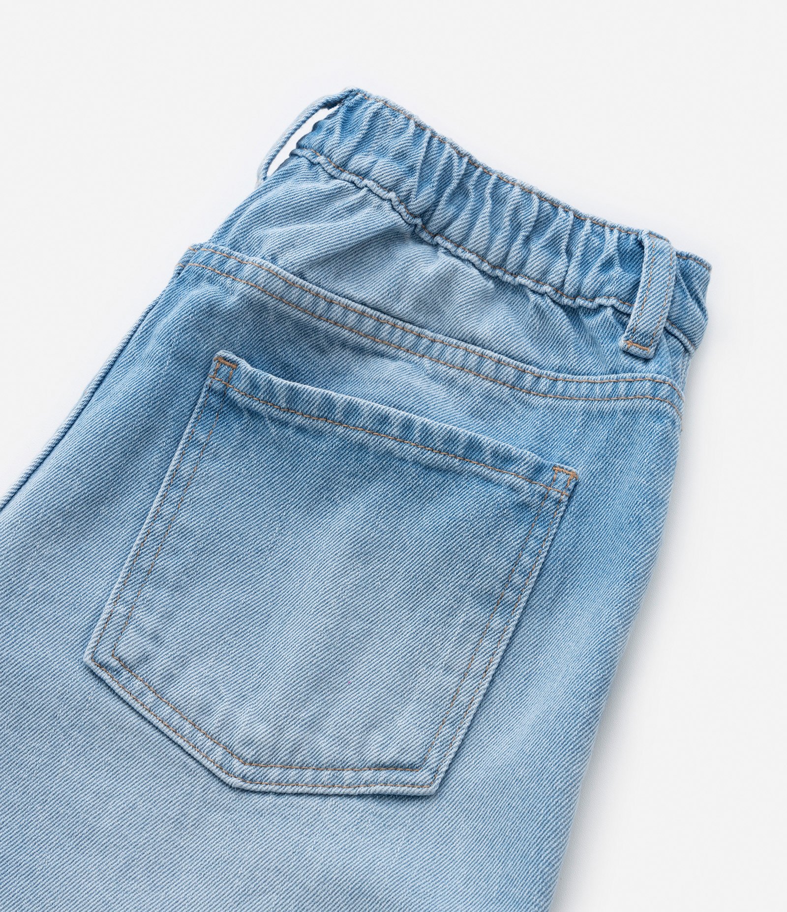 Calça Wide Leg Infantil em Jeans com Lavagem - Tam 5 a 14 Anos Jeans Claro 5