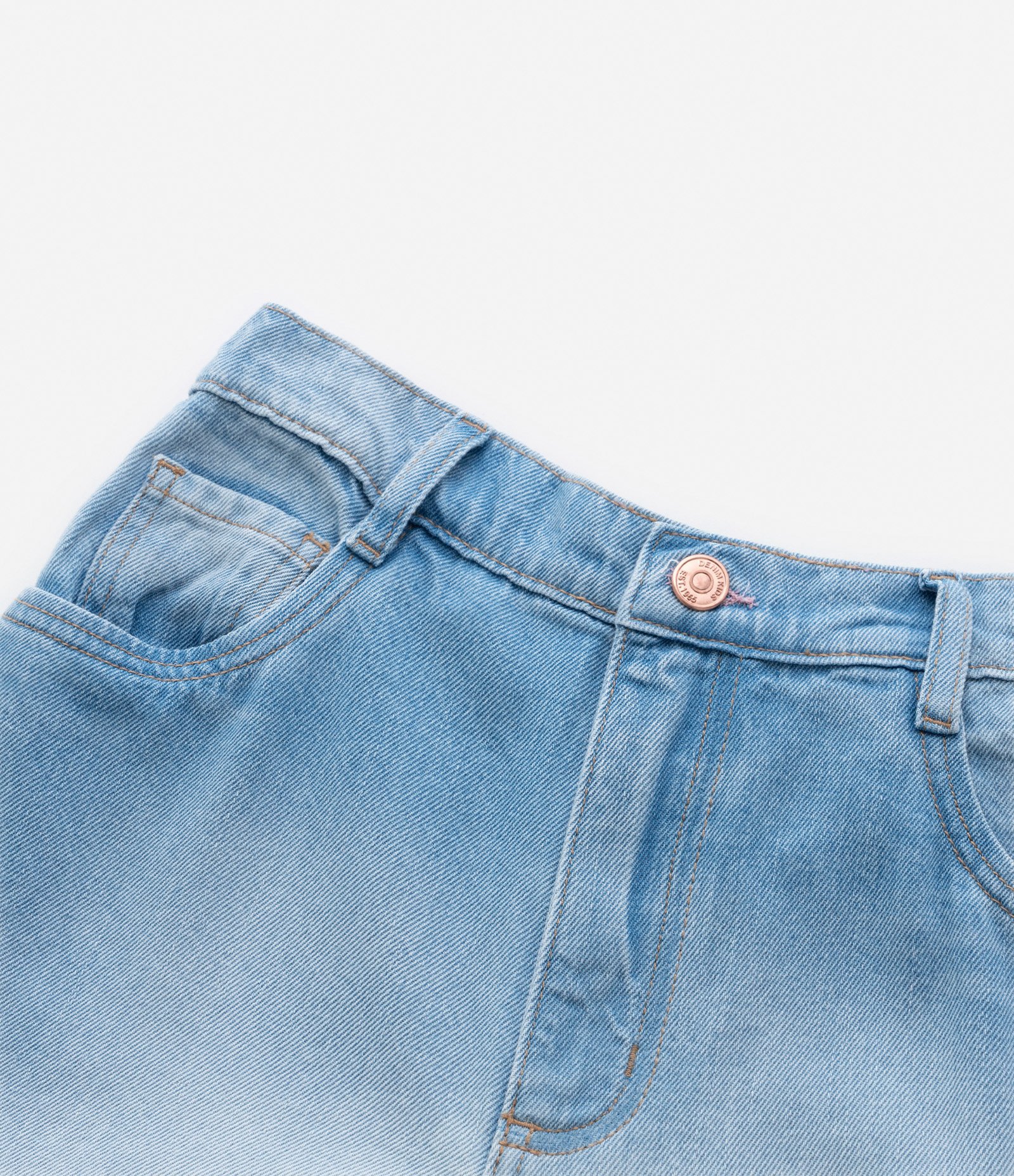 Calça Wide Leg Infantil em Jeans com Lavagem - Tam 5 a 14 Anos Jeans Claro 6