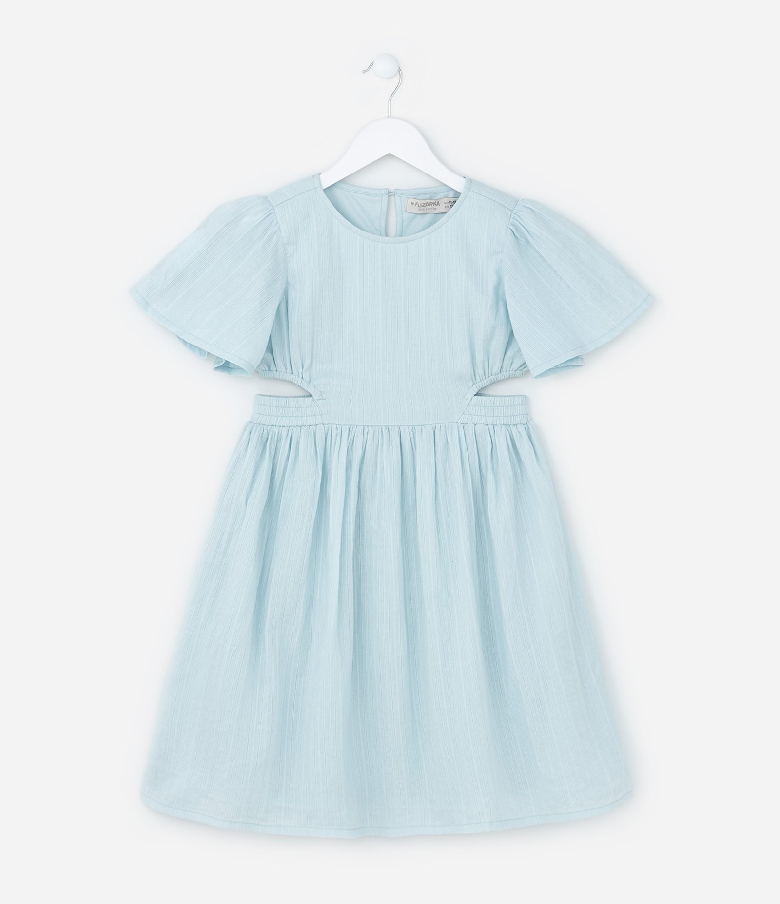 Vestido Infantil em Algodão Texturizado com Aberturas Laterais - Tam 5 a 14 anos Azul 1
