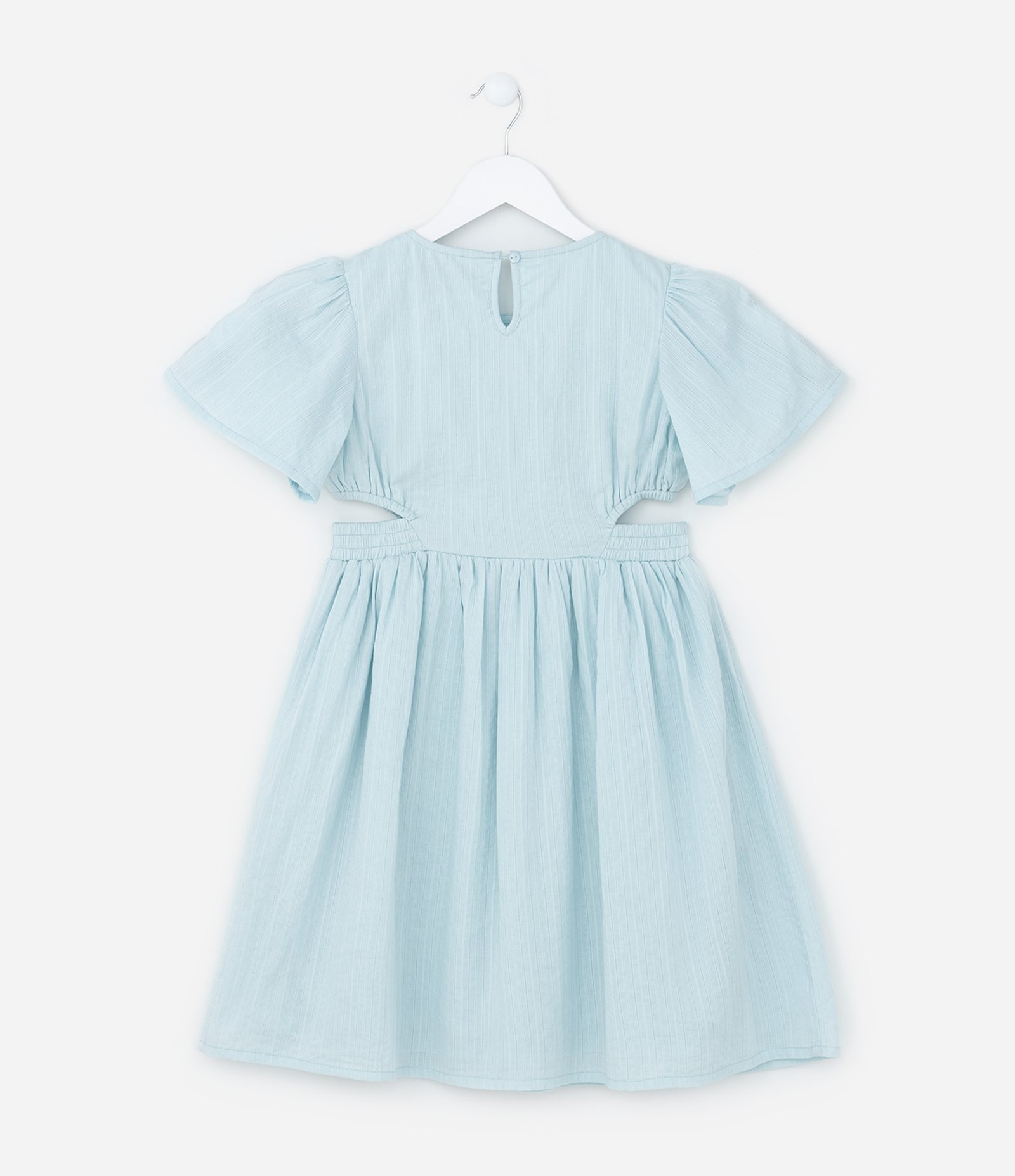 Vestido Infantil em Algodão Texturizado com Aberturas Laterais - Tam 5 a 14 anos Azul 2