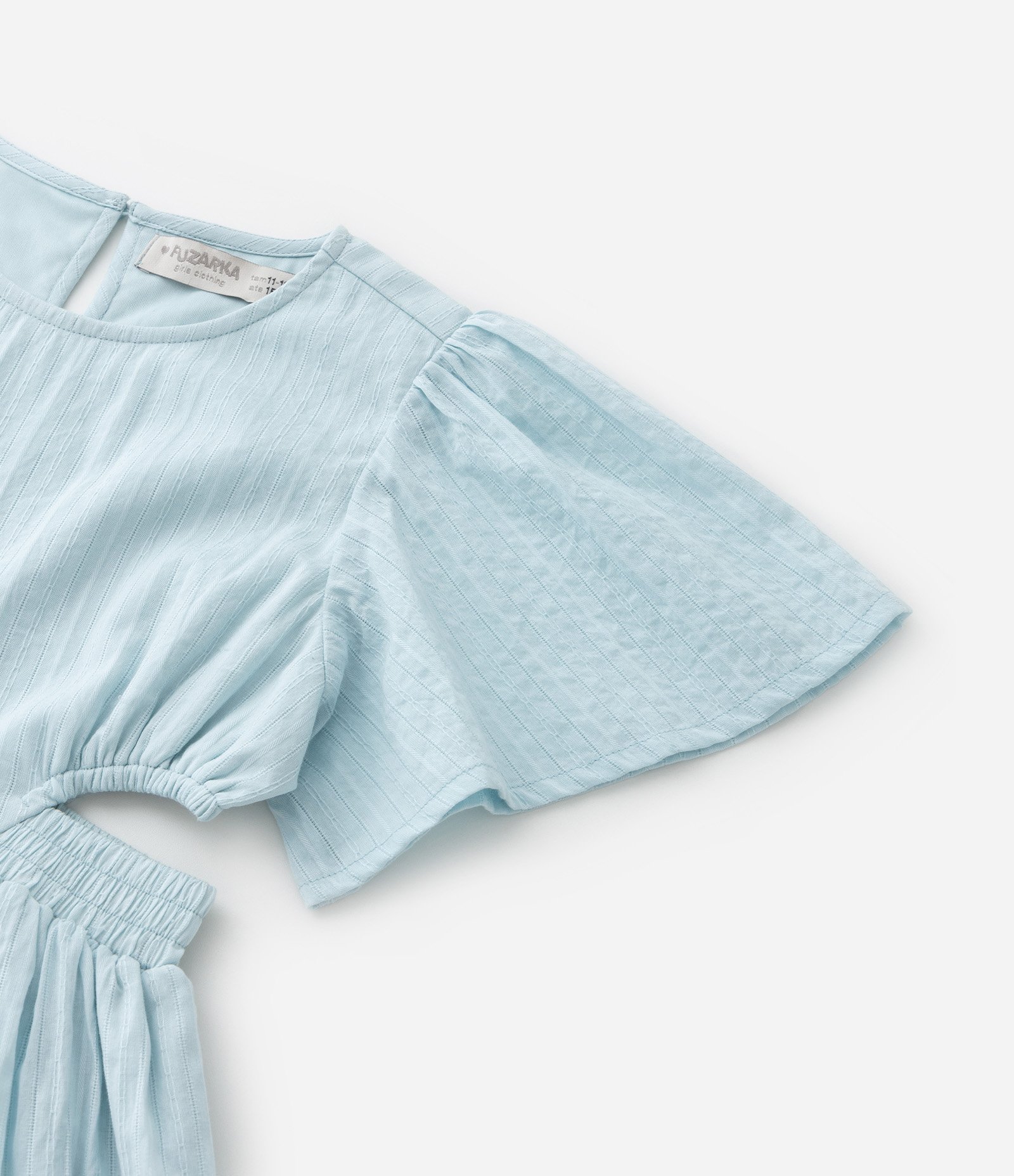Vestido Infantil em Algodão Texturizado com Aberturas Laterais - Tam 5 a 14 anos Azul 6